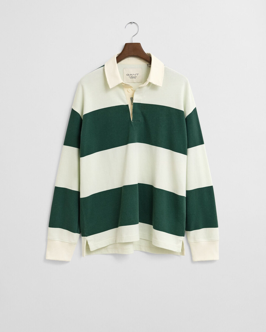block striped heavy rugger - forest green