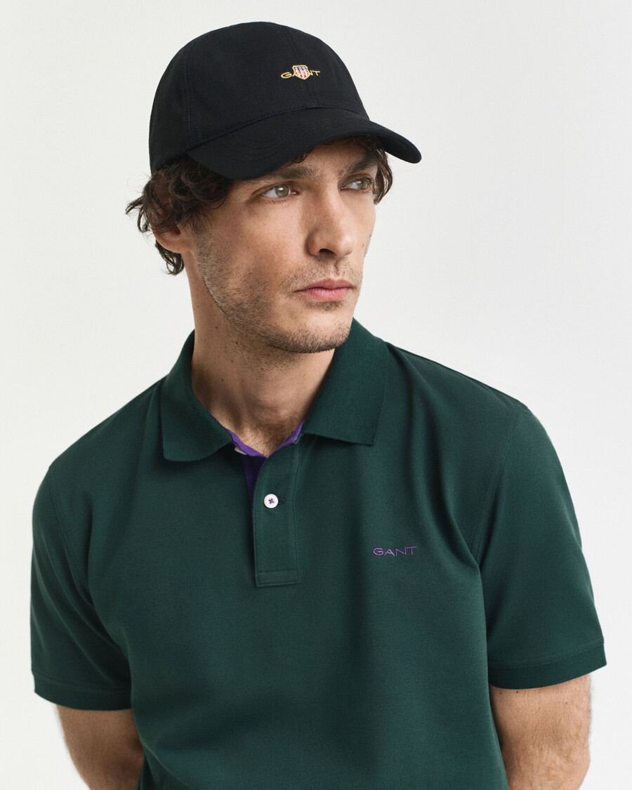 contrast piqué polo shirt - tartan green