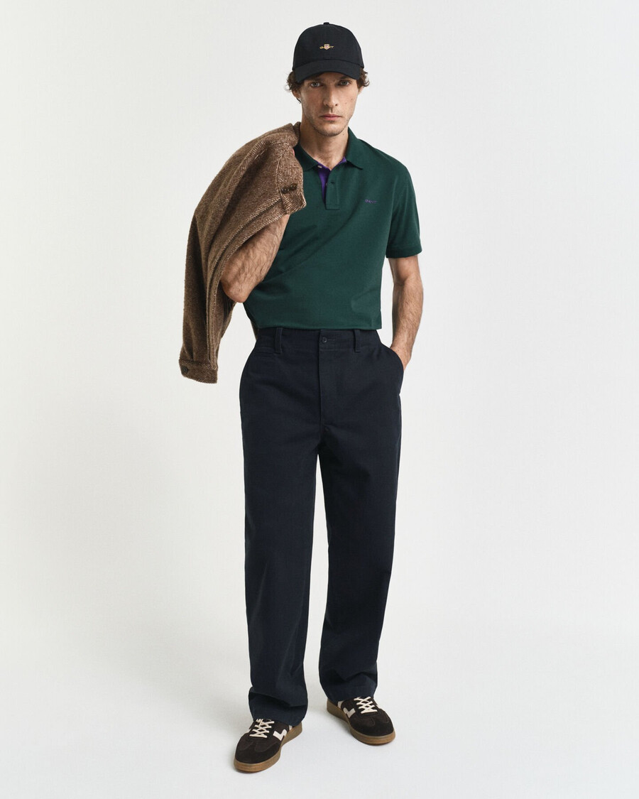 contrast piqué polo shirt - tartan green