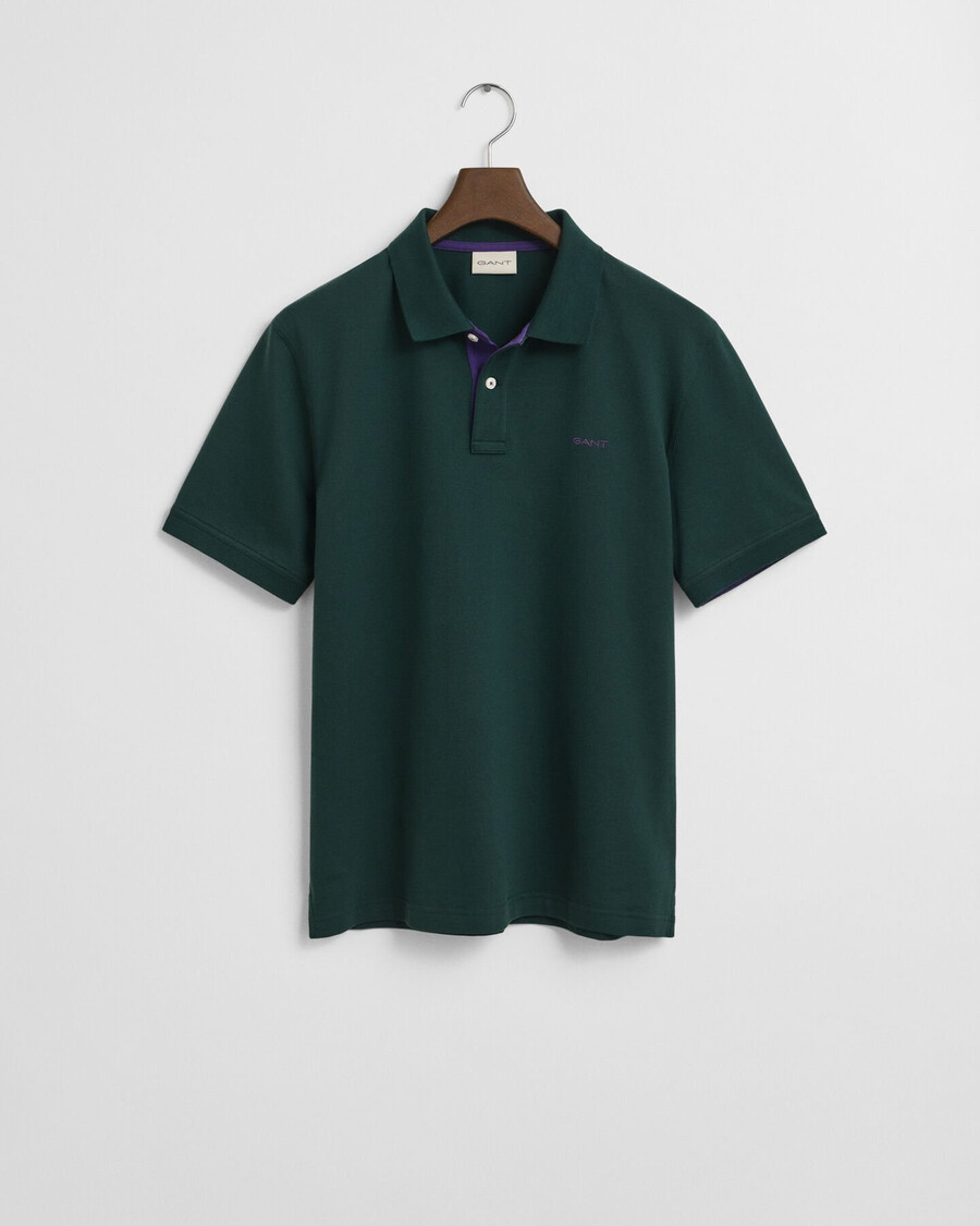 contrast piqué polo shirt - tartan green