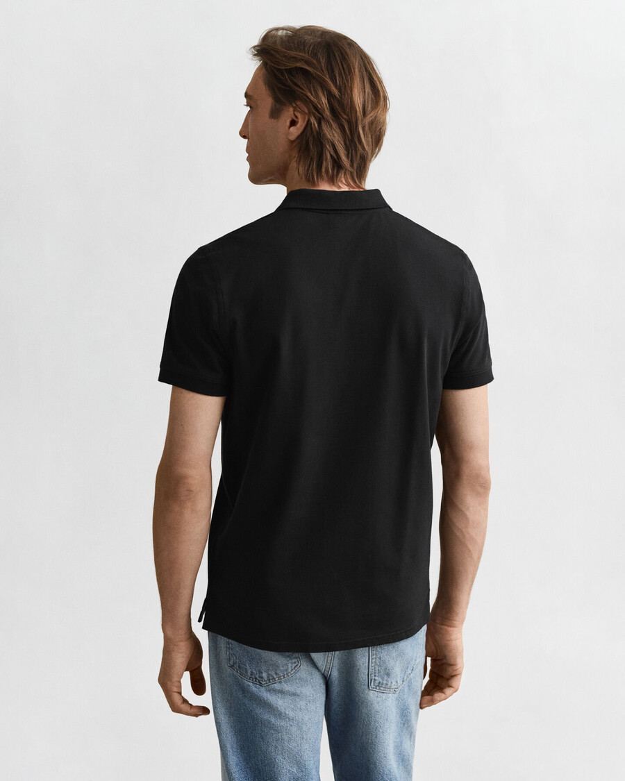 contrast piqué polo shirt - black