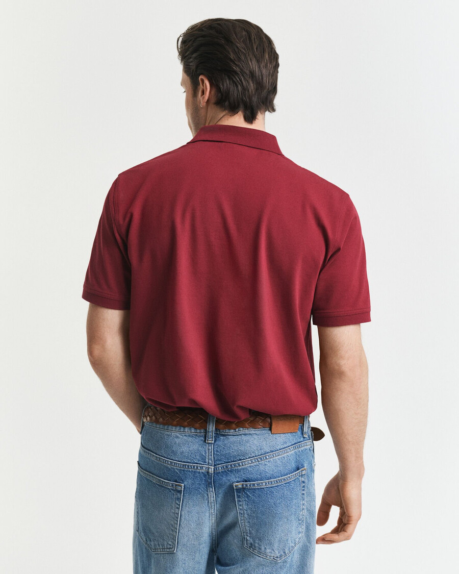 contrast piqué polo shirt - plumped red