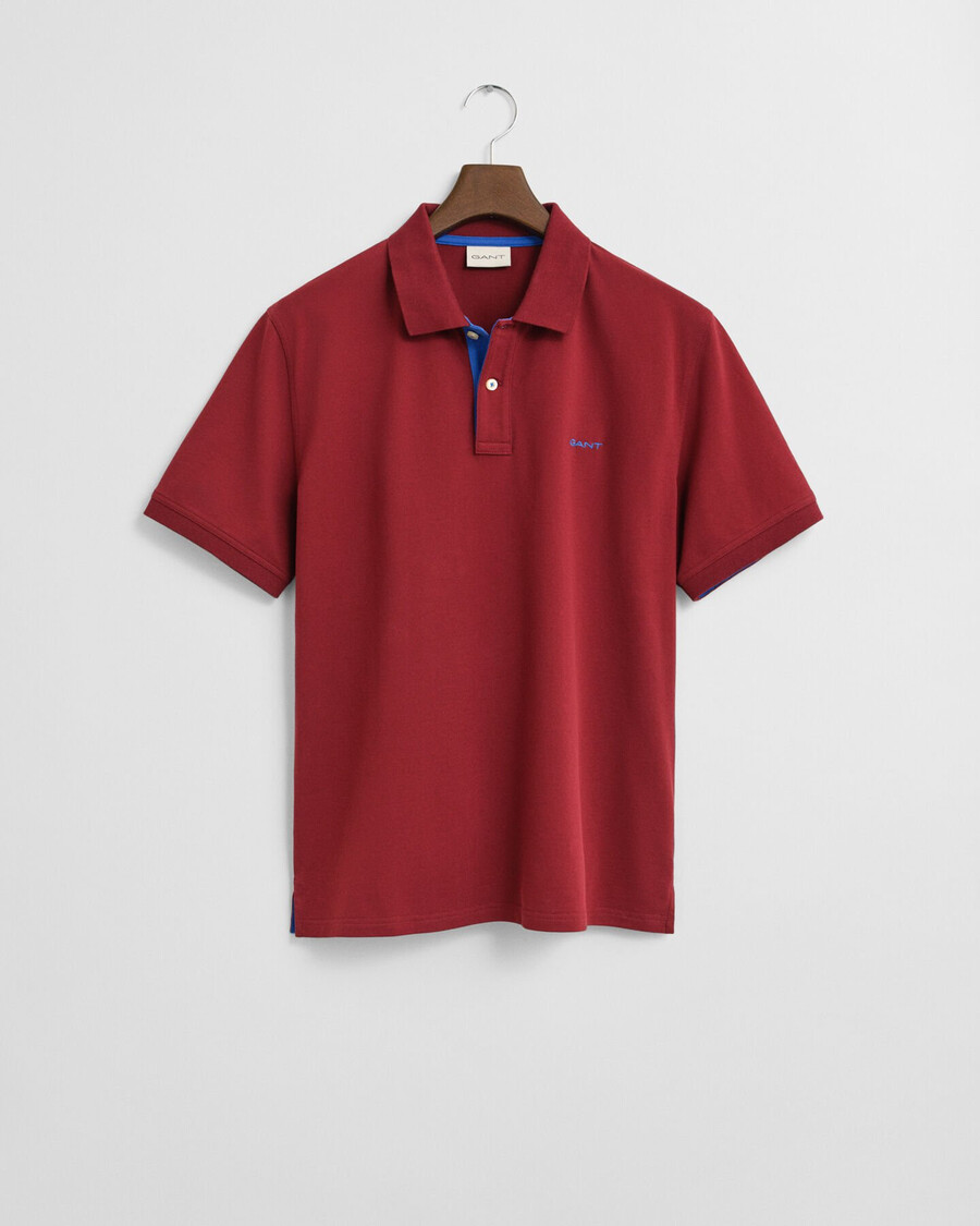 contrast piqué polo shirt - plumped red
