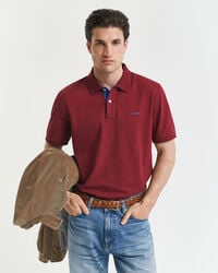 contrast piqué polo shirt - plumped red