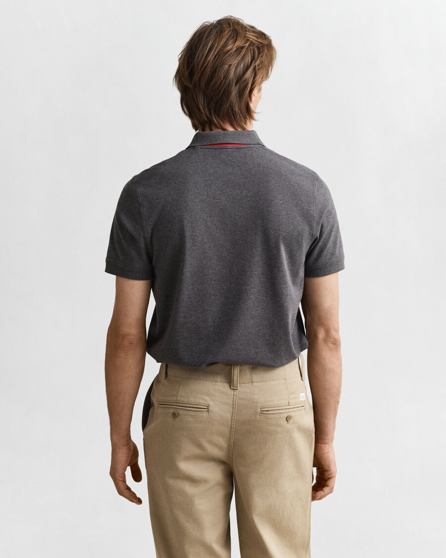 contrast piqué polo shirt - antracit melange
