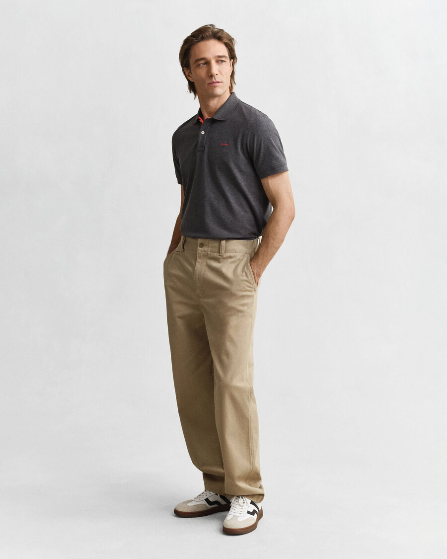 contrast piqué polo shirt - antracit melange