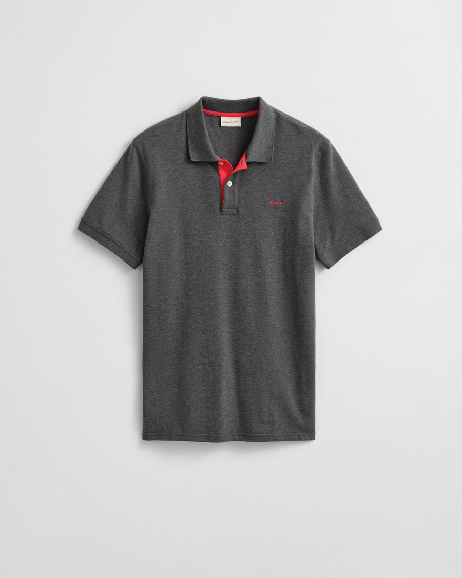 contrast piqué polo shirt - antracit melange