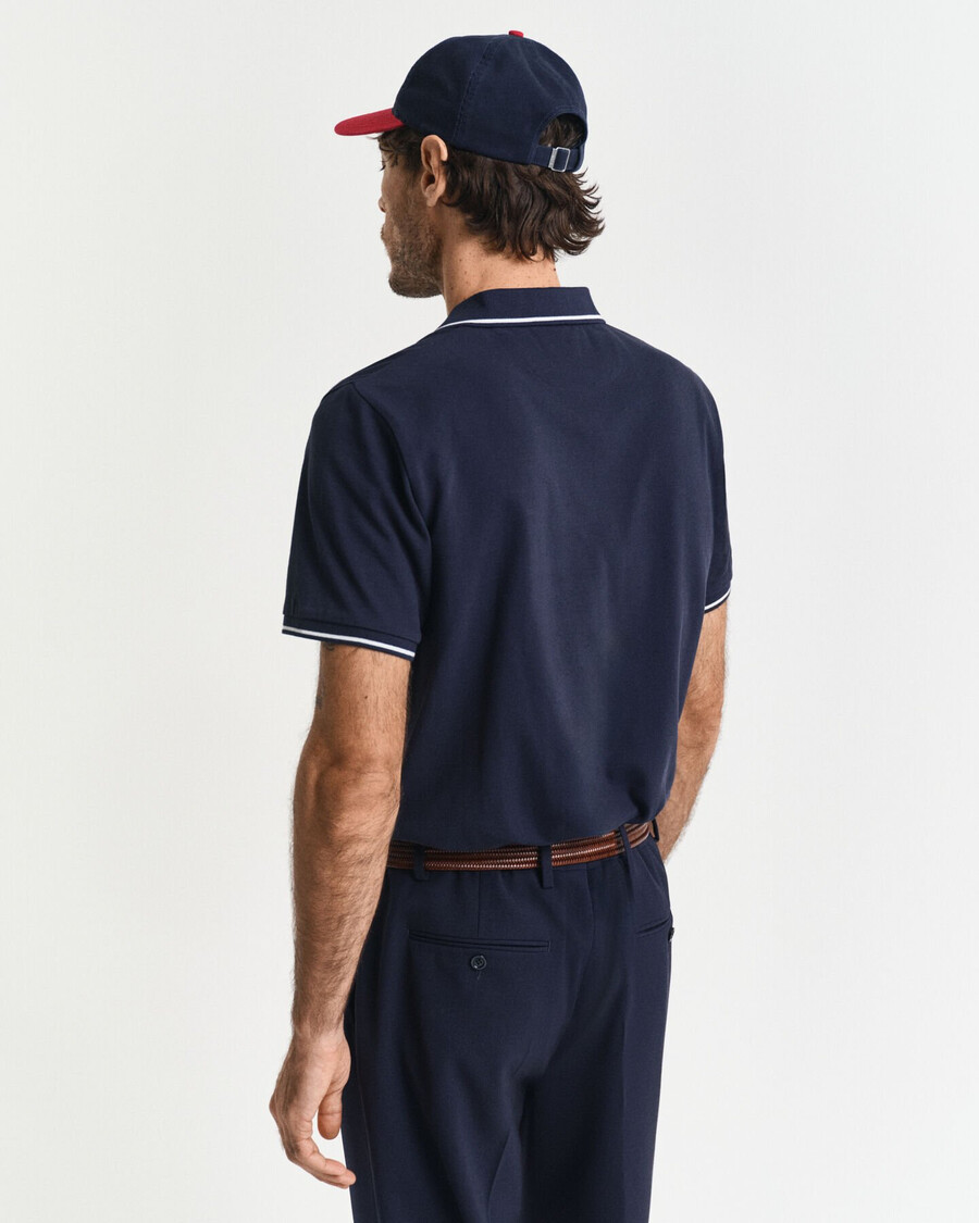 tipped piqué polo shirt - evening blue