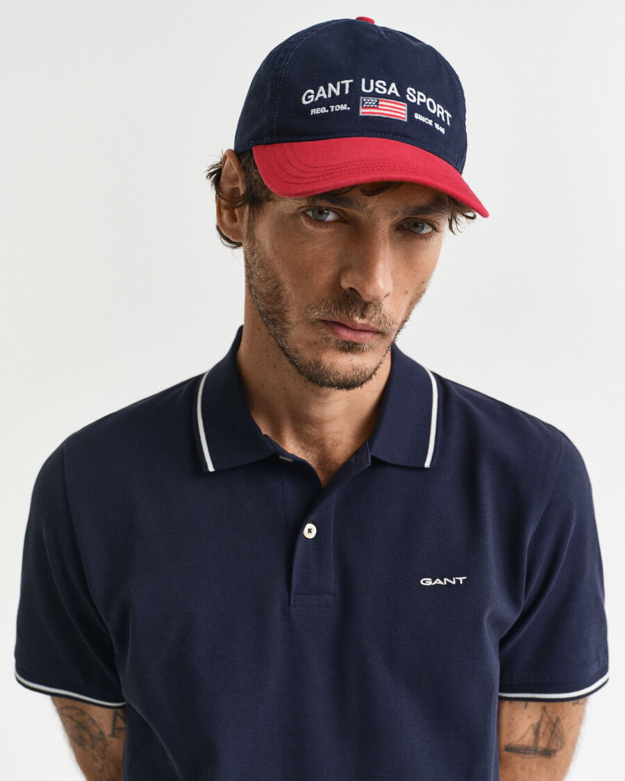 tipped piqué polo shirt - evening blue