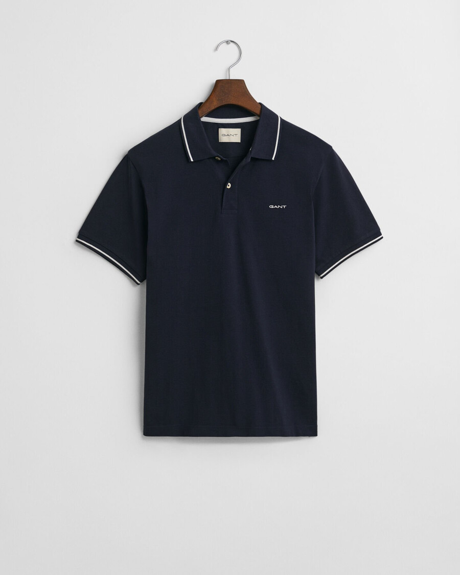 tipped piqué polo shirt - evening blue