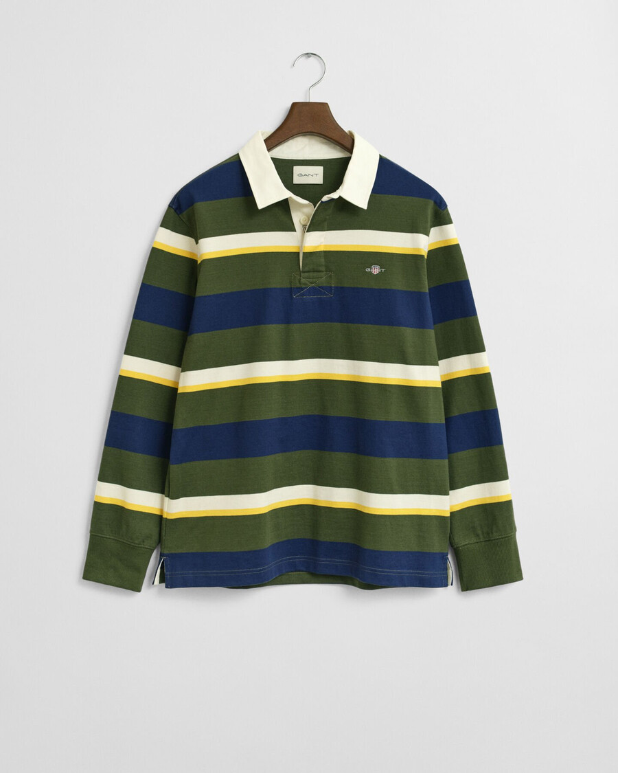 striped heavy rugger - country green