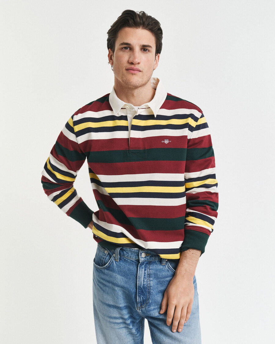 striped heavy rugger - tartan green