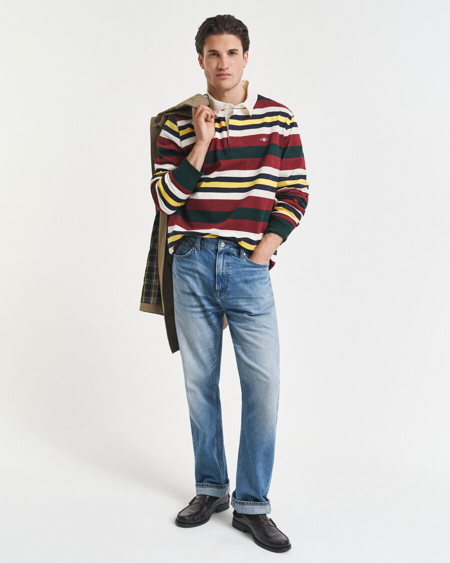 striped heavy rugger - tartan green