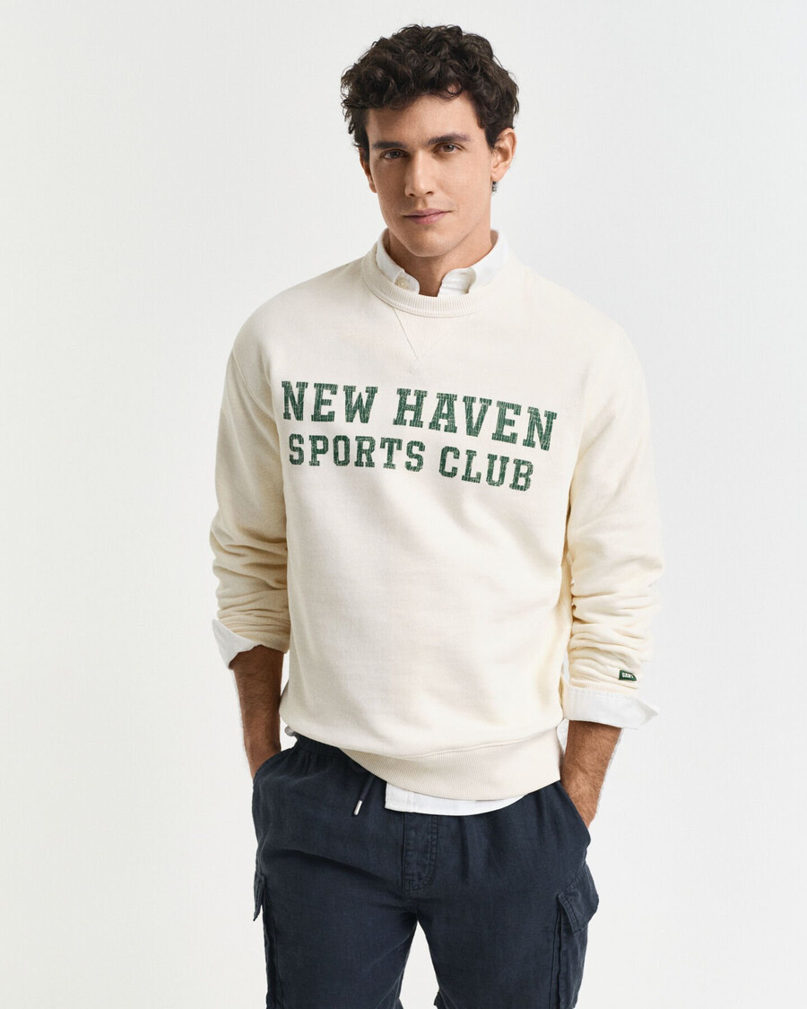 graphic crew neck sweatshirt - cream