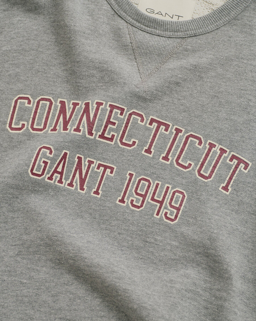 collegiate graphic crew neck sweatshirt - grey melange