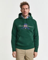 crest graphic hoodie - forest green