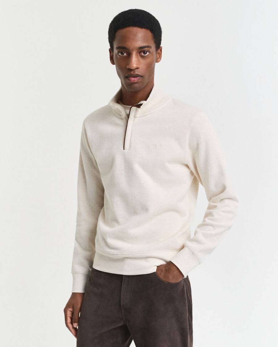 sacker rib halfzip sweatshirt - cream