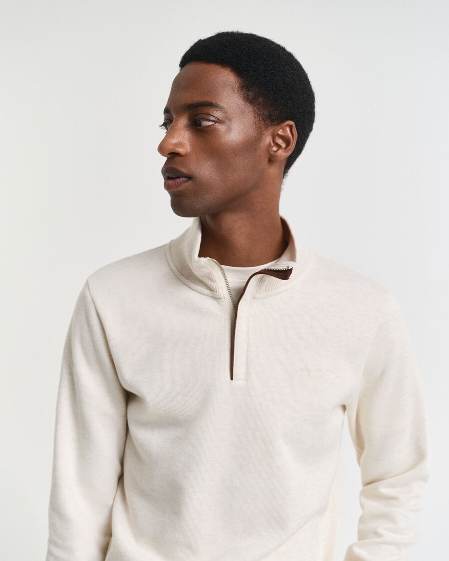 sacker rib halfzip sweatshirt - cream
