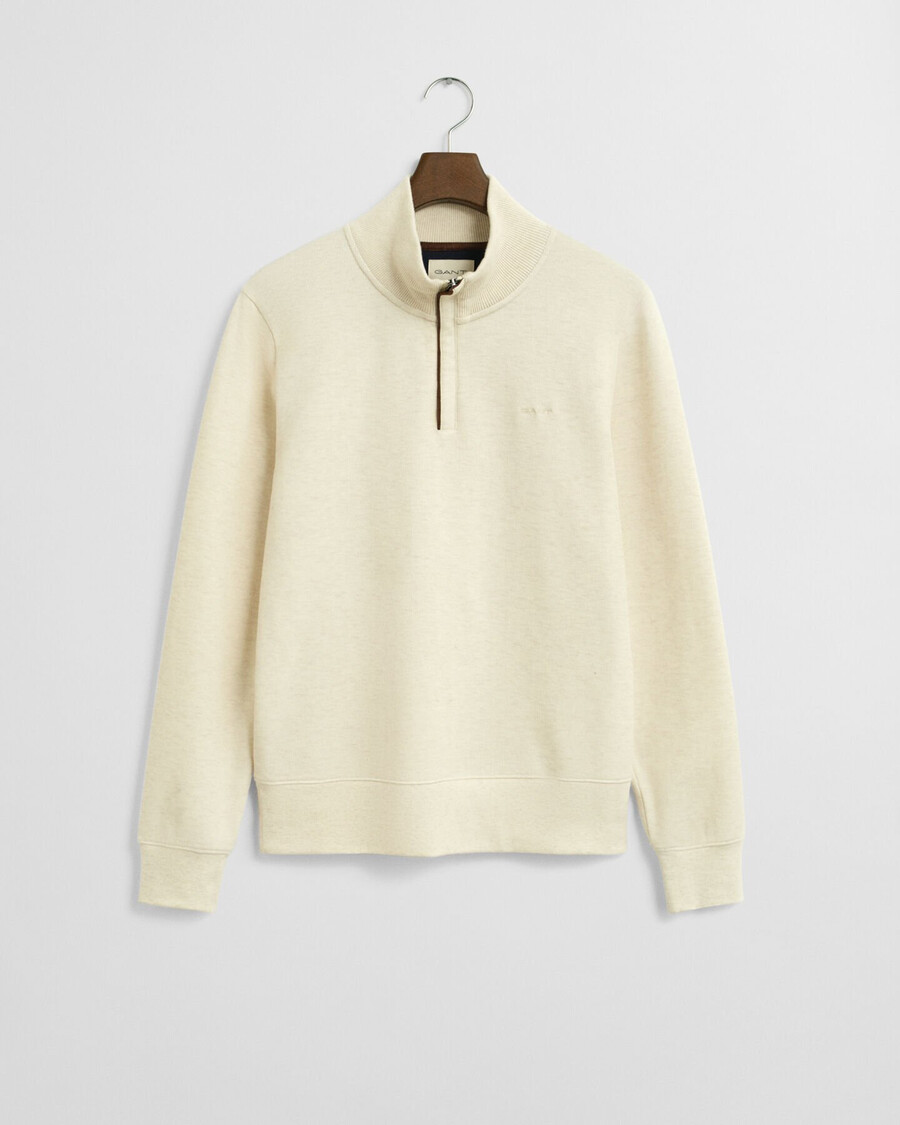 sacker rib halfzip sweatshirt - cream