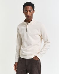 sacker rib halfzip sweatshirt - cream