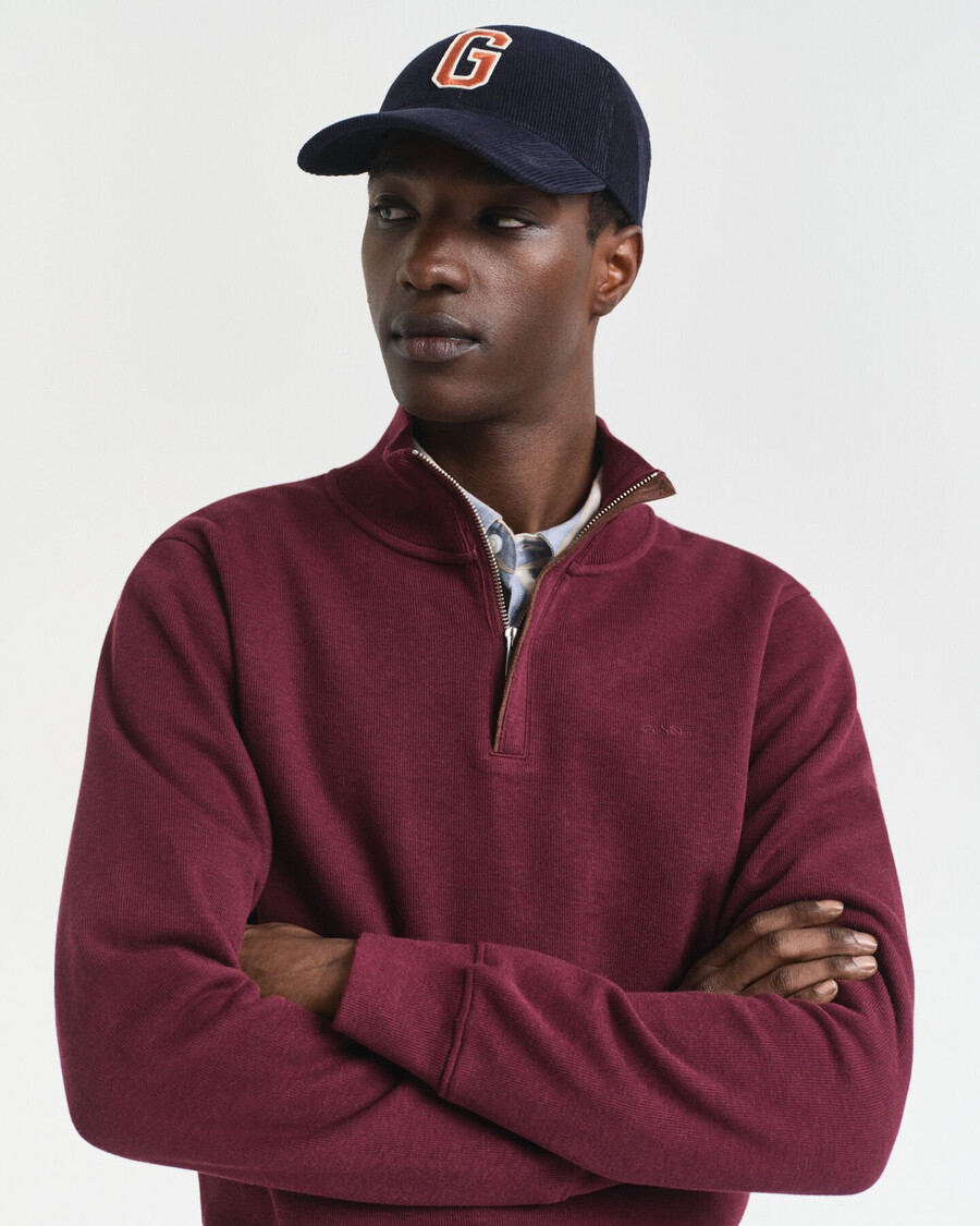 sacker rib halfzip sweatshirt - winter wine