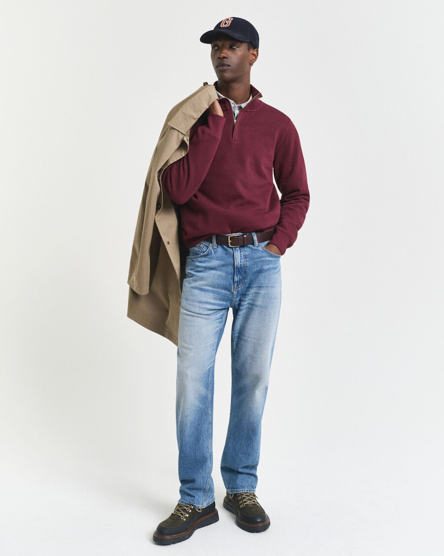 sacker rib halfzip sweatshirt - winter wine