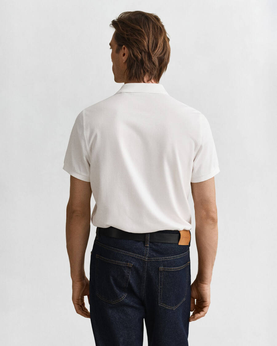 regular fit shield piqué polo shirt - white