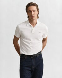 regular fit shield piqué polo shirt - white