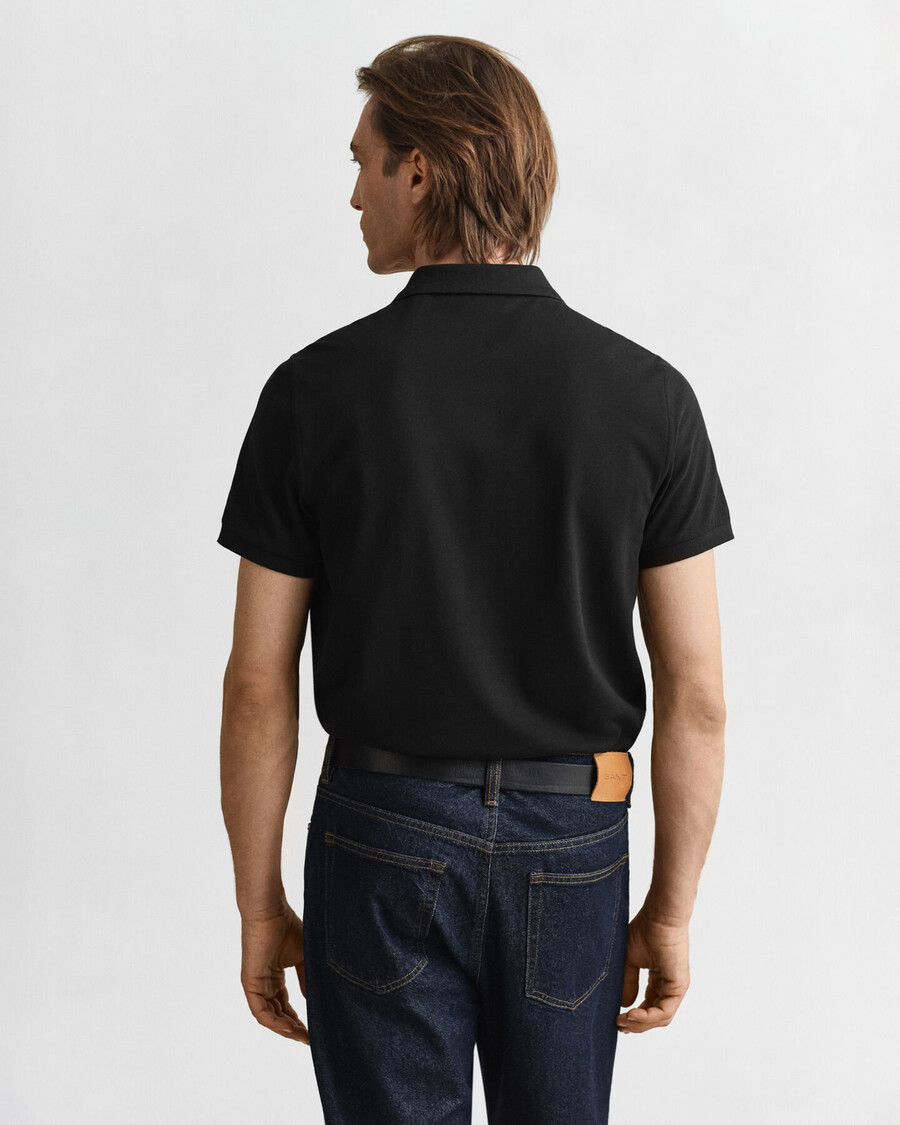 regular fit shield piqué polo shirt - black
