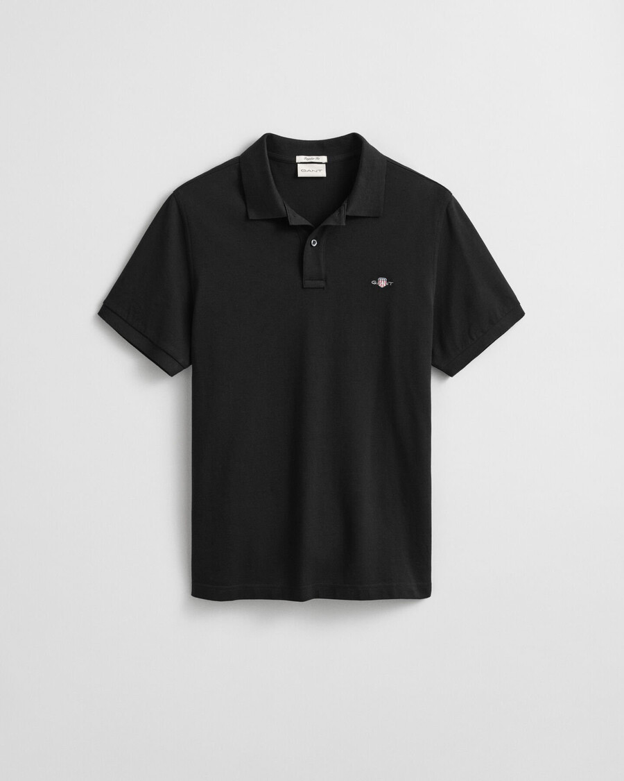 regular fit shield piqué polo shirt - black