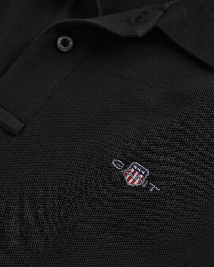 regular fit shield piqué polo shirt - black