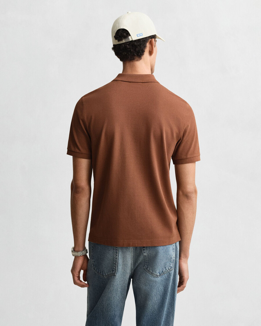 regular fit shield piqué polo shirt - mahogany brown