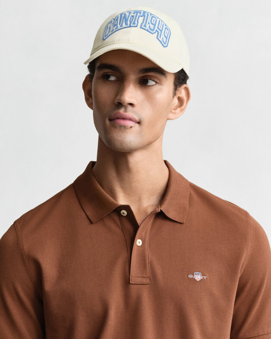 regular fit shield piqué polo shirt - mahogany brown