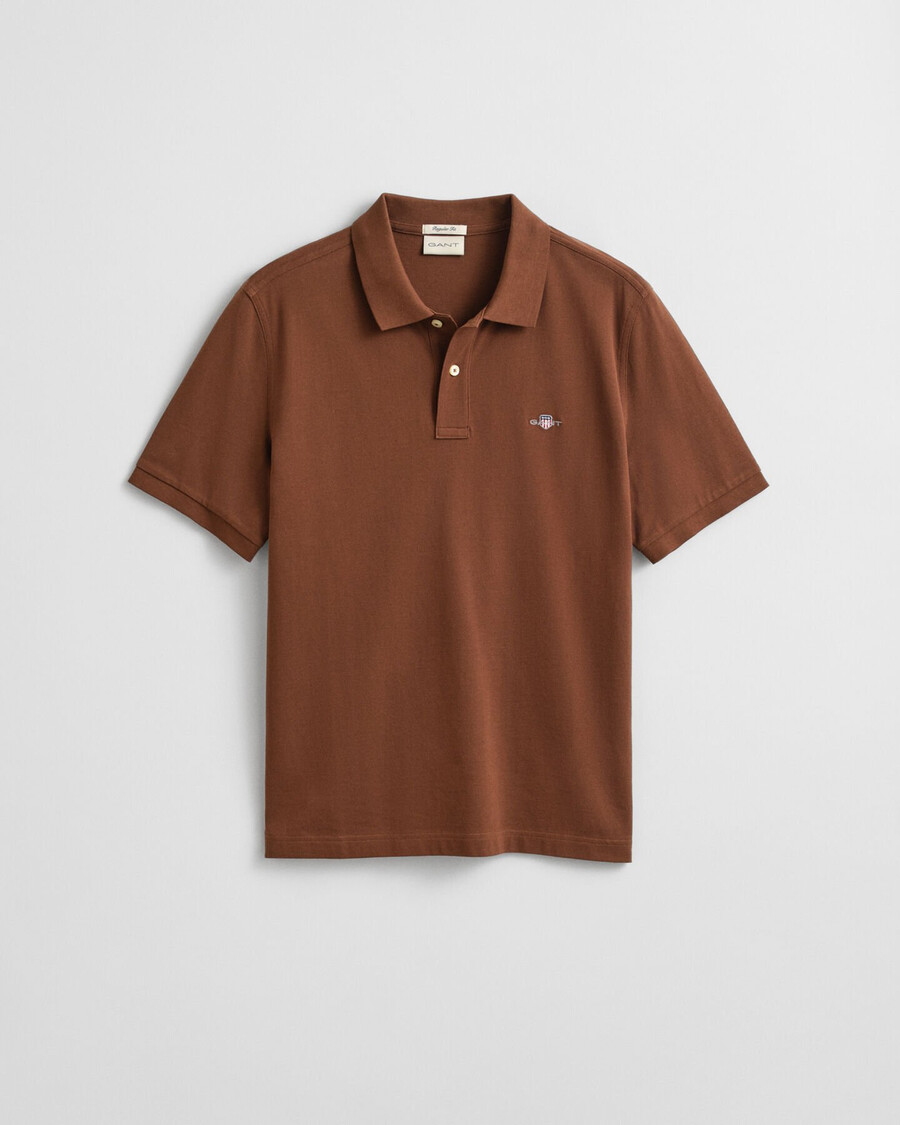 regular fit shield piqué polo shirt - mahogany brown