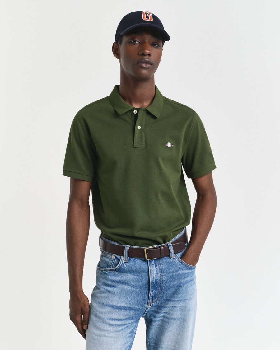 regular fit shield piqué polo shirt - country green