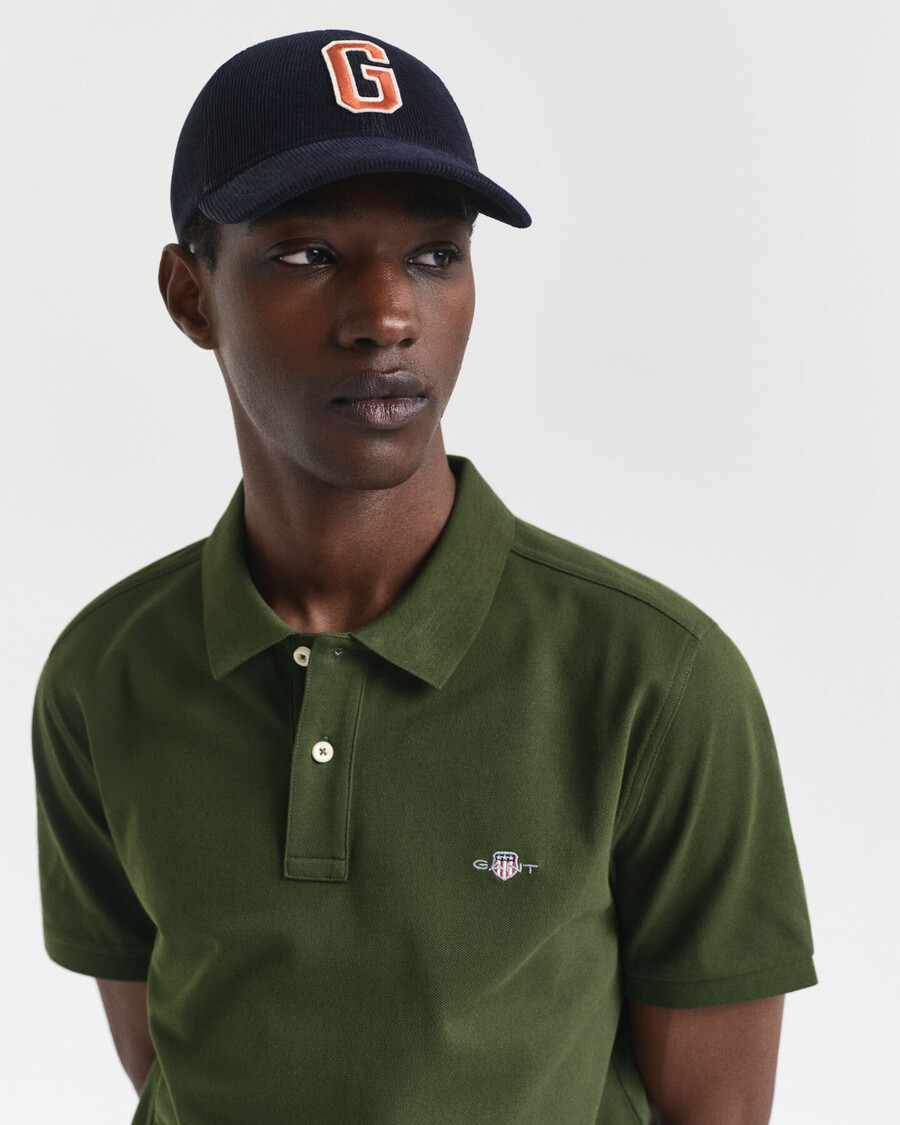 regular fit shield piqué polo shirt - country green
