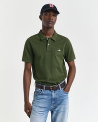 regular fit shield piqué polo shirt - country green