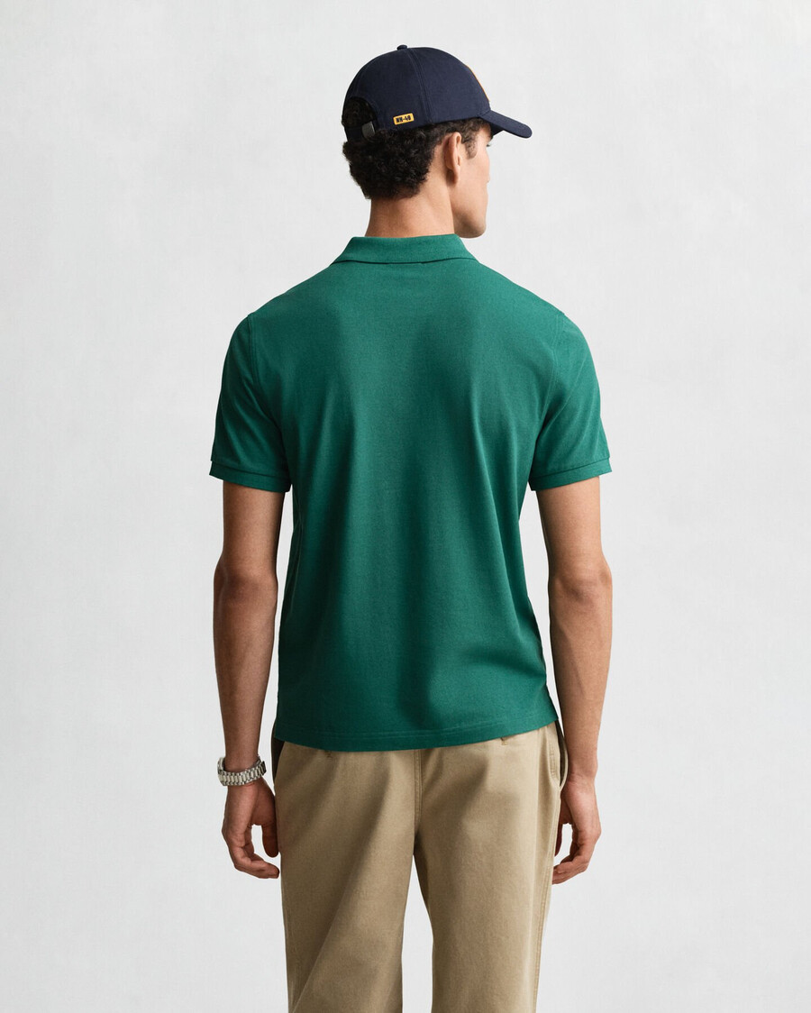 regular fit shield piqué polo shirt - deep forest green