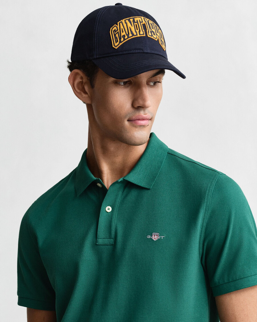 regular fit shield piqué polo shirt - deep forest green
