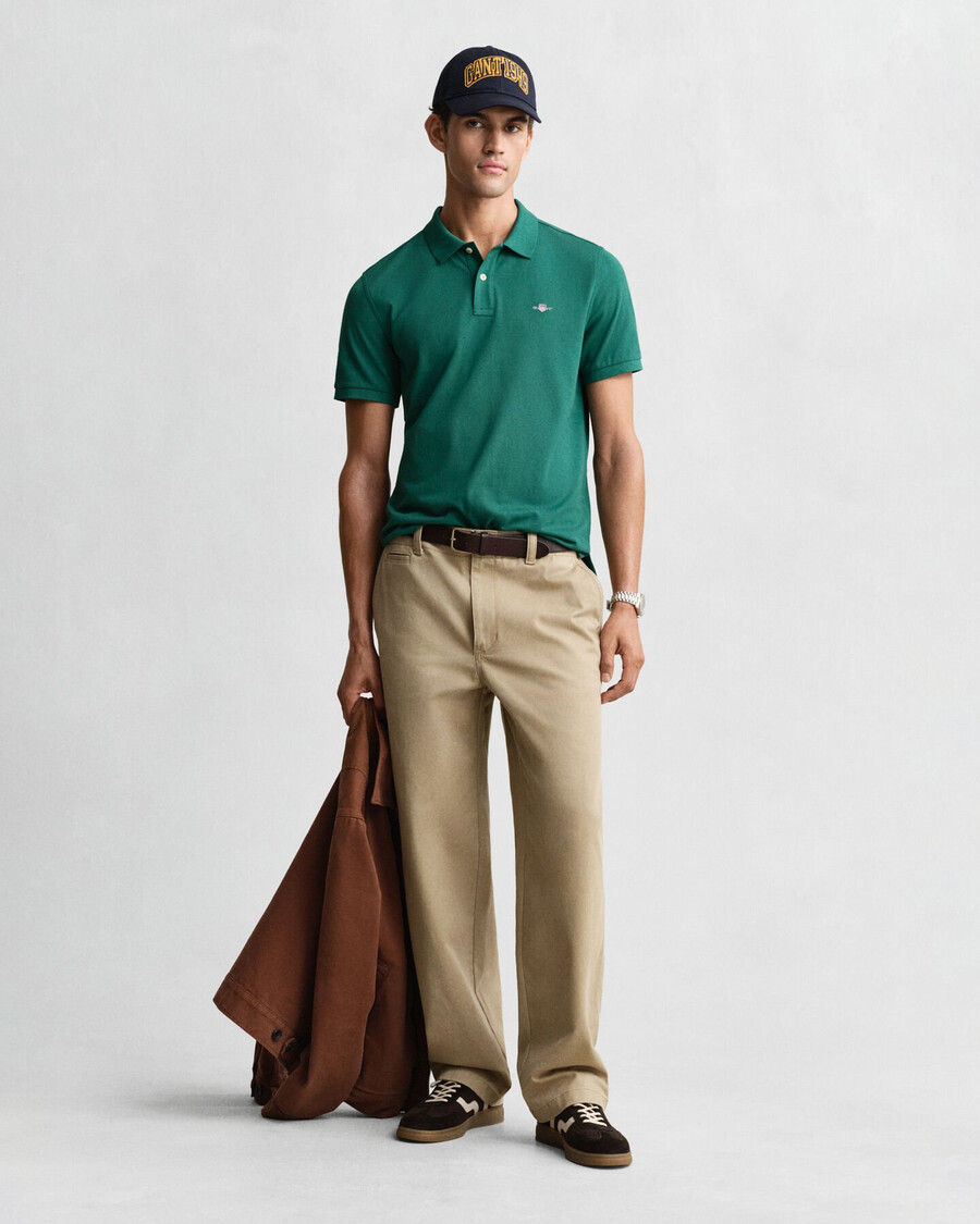 regular fit shield piqué polo shirt - deep forest green