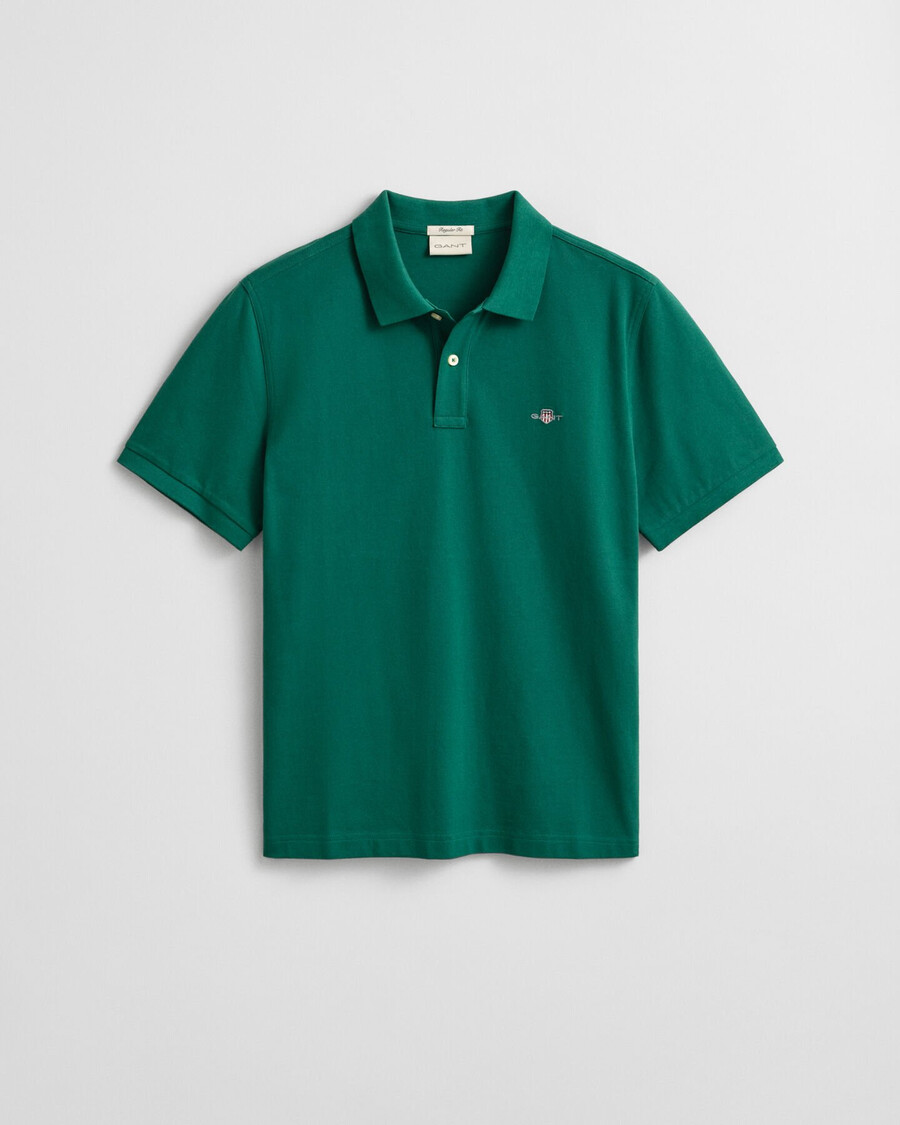 regular fit shield piqué polo shirt - deep forest green