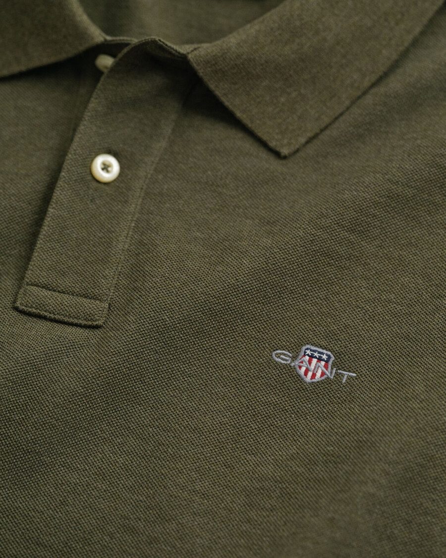 regular fit shield piqué polo shirt - khaki green melange