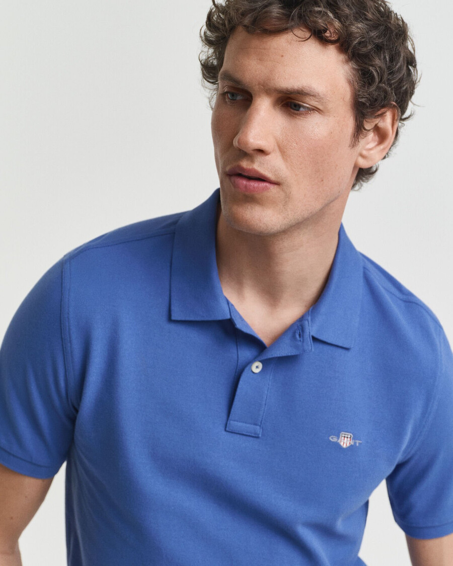 regular fit shield piqué polo shirt - rich blue