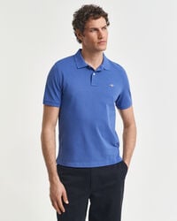 regular fit shield piqué polo shirt - rich blue