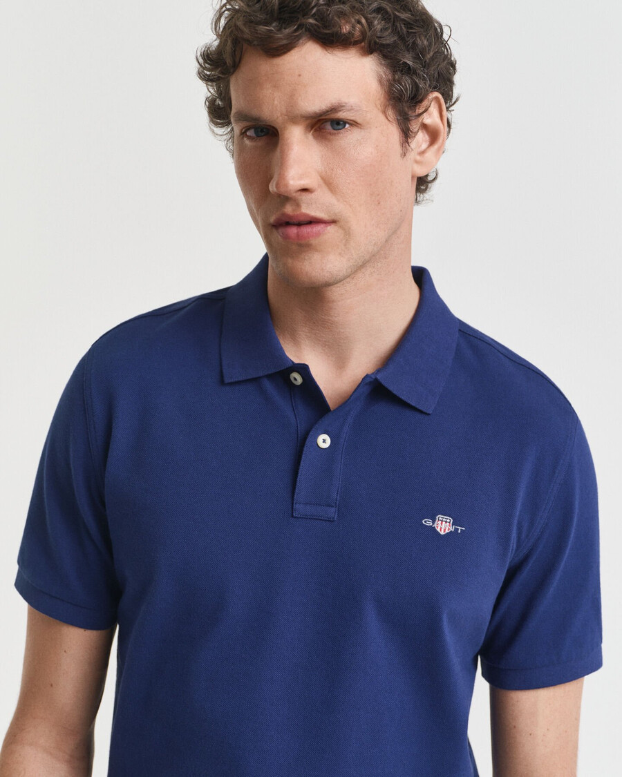 regular fit shield piqué polo shirt - persian blue