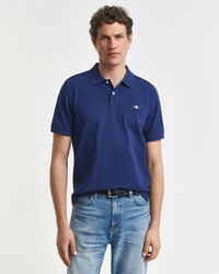 regular fit shield piqué polo shirt - persian blue