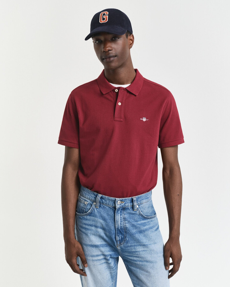 regular fit shield piqué polo shirt - plumped red
