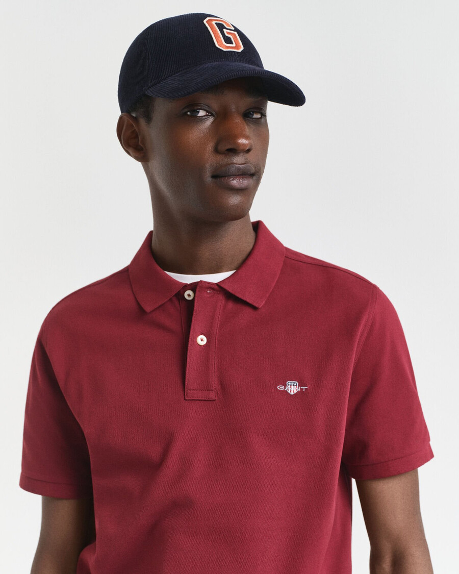 regular fit shield piqué polo shirt - plumped red