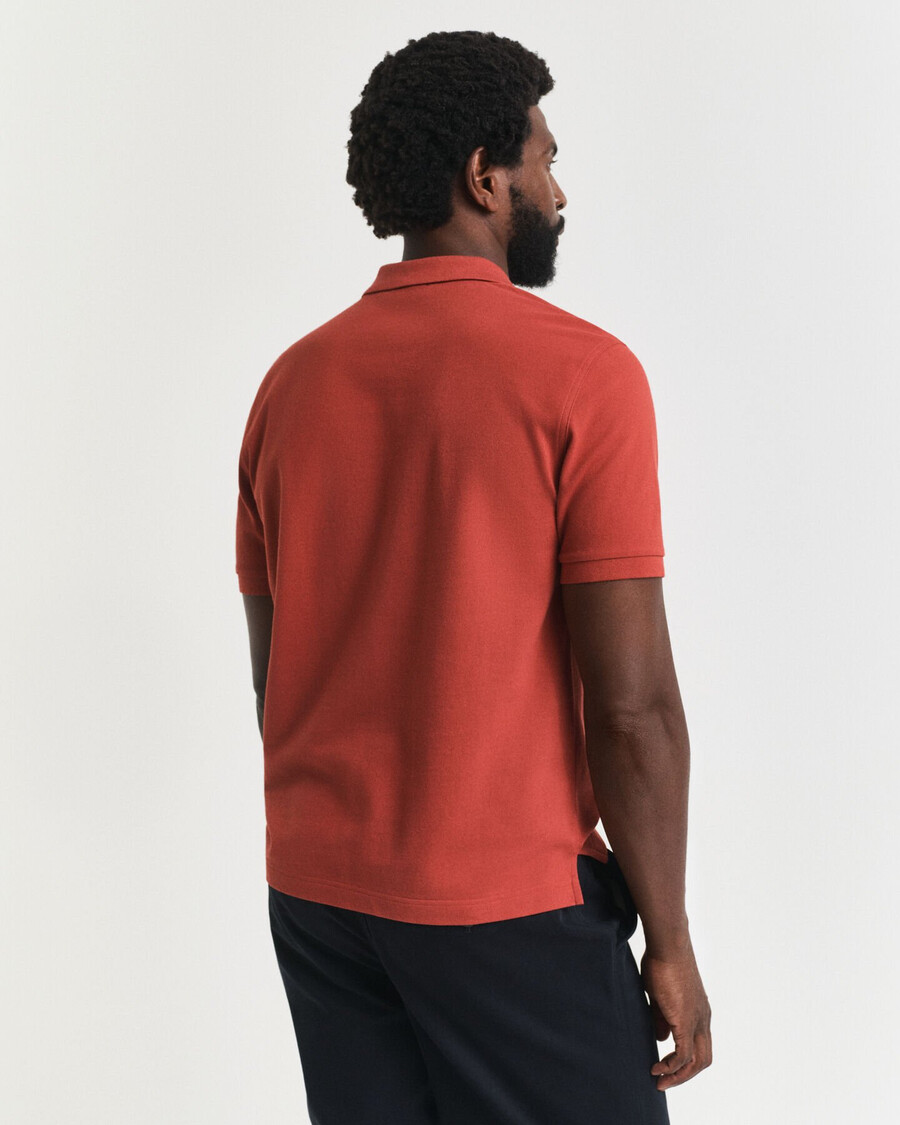 regular fit shield piqué polo shirt - modern rust