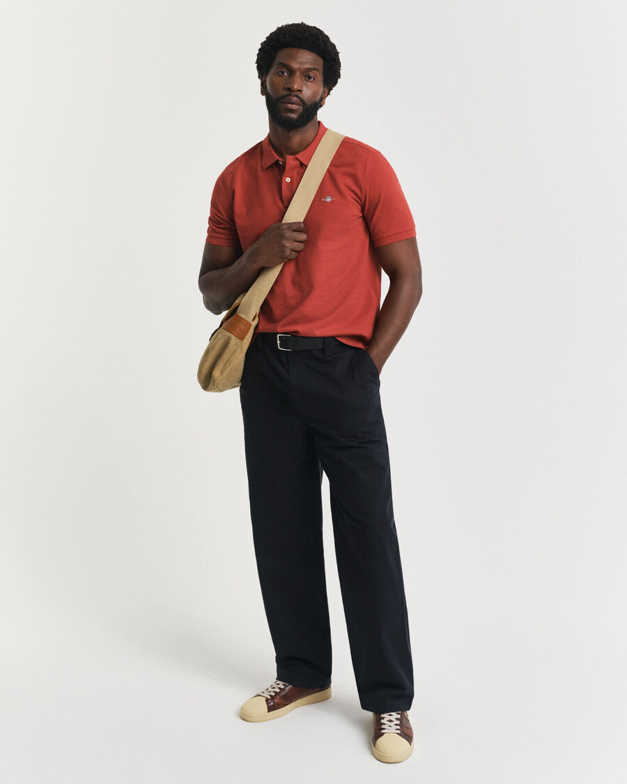 regular fit shield piqué polo shirt - modern rust